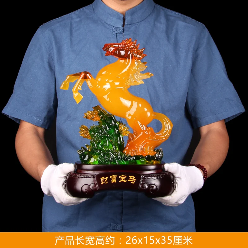 TOP COOL -2020 business office Ornament Success FENG SHUI Talisman Protection Inviting money Crystal HORSE  ART Sculpture