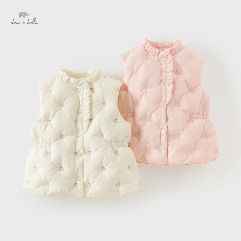 Dave Bella Children Girls Baby Cotton Down Jacket 2024 Winter New Fashion Casual Girl's Coat Padding Outerwear Cute DB4243449