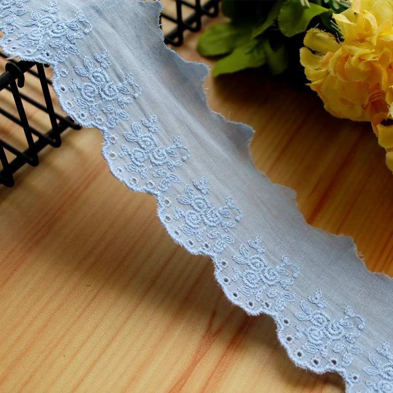14Yards/Lot.5Cm Pure Cotton Rose Lace Fabric,Soft Baby Clothing Accessories,Handmade DIY Sewing Lace Trim