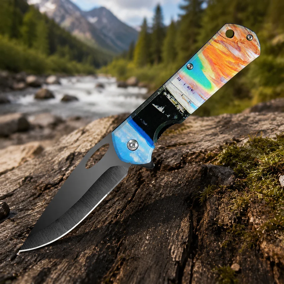 Compact Folding Utility Knife with Colorful Handle