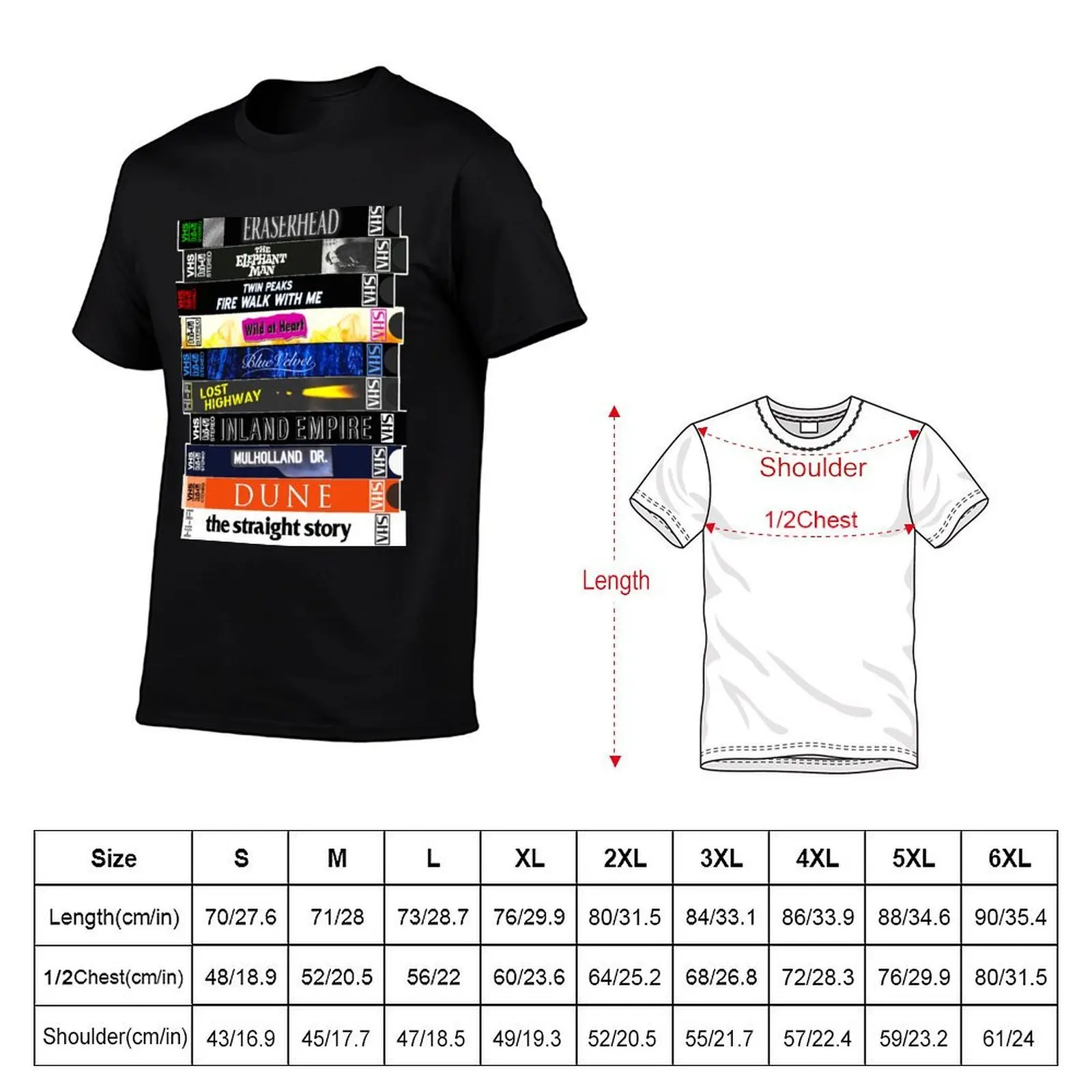 David Lynch VHS Movie Stack T-Shirt Quick Dry Training Short Sleeve Tee