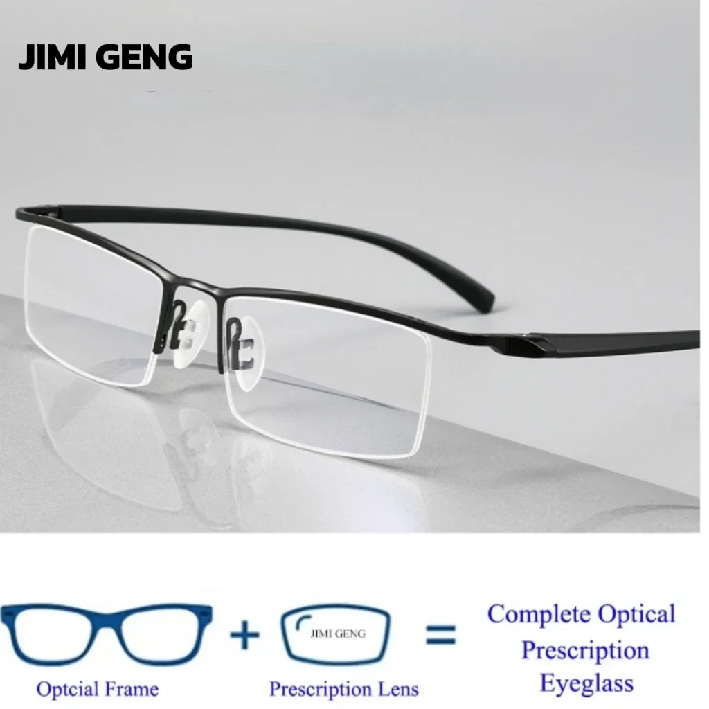 

Men's High-end Business Half Frame Reading Glasses, Anti Blue Light Prescription Glasses, Ultra Light And Comfortable