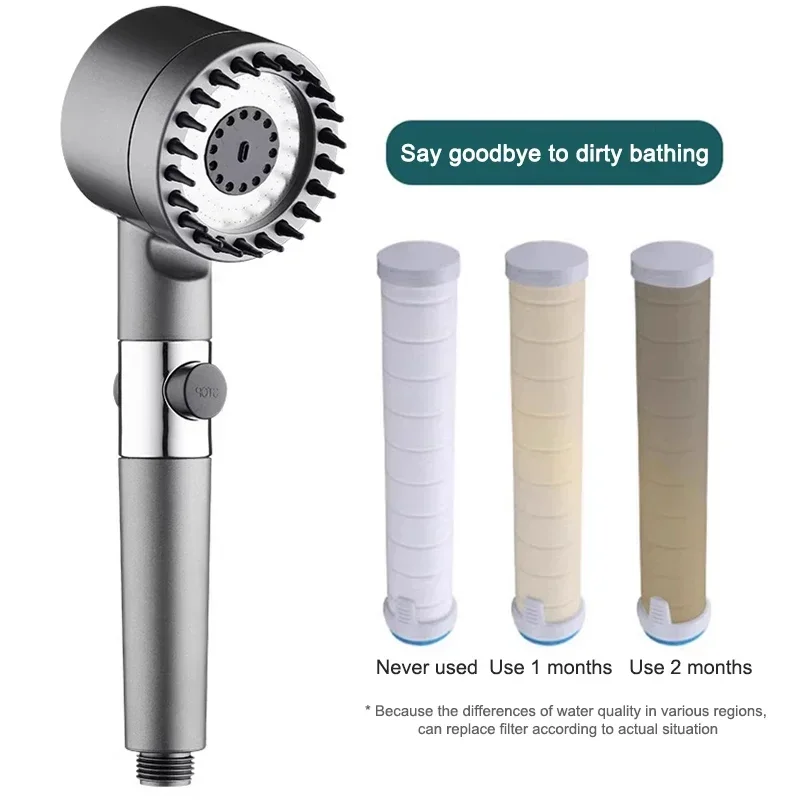 

3 modes high pressure 4 in 1 multifunctional massage filtered shower heads filter remove chlorine showerhead