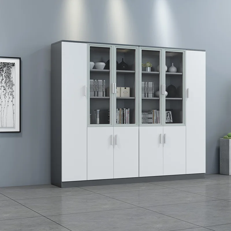 Office Furniture Finance Room Information Cabinet Boss Desk Matching Background Bookcase Floor Locker File Cabinet Woode