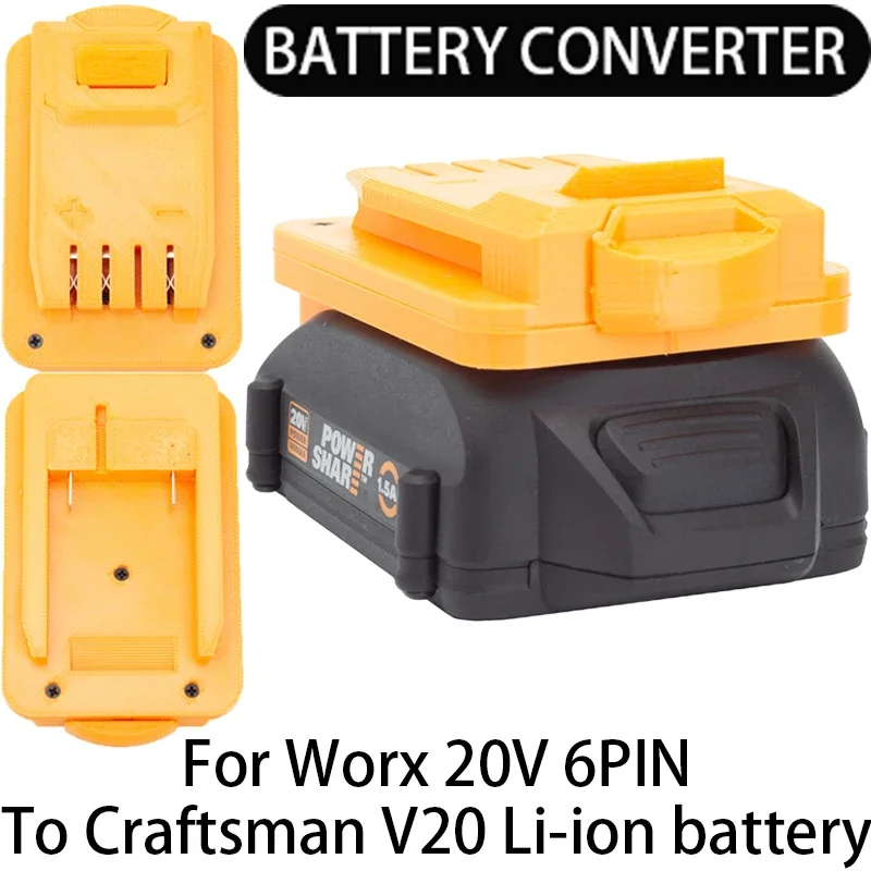 

Adapter for Craftsman V20 Li-Ion Tool Converter for Worx 20V 6PIN LI-Ion Battery Converter Power Tool Accessory