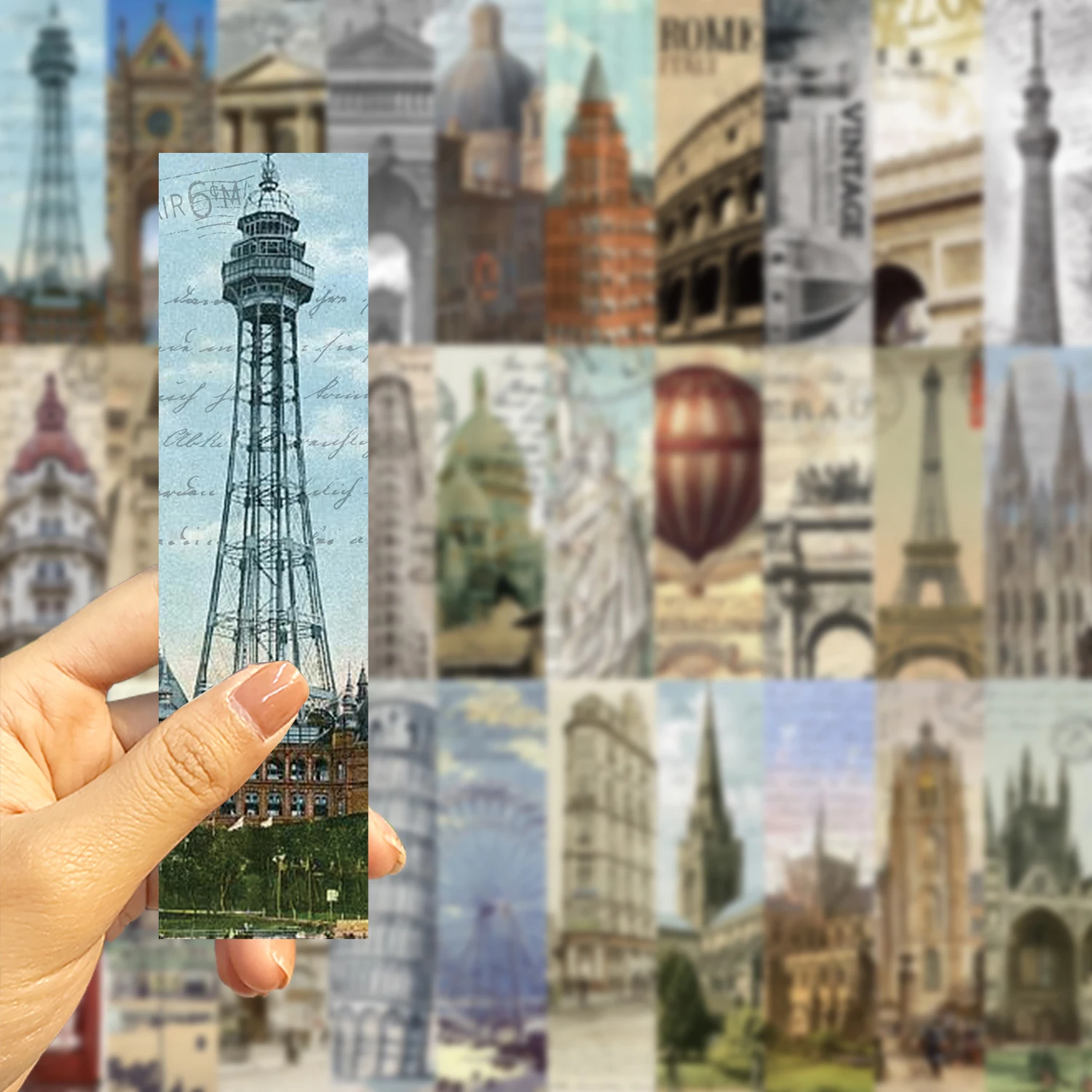 30pcs World Classic Architecture Bookmarks European and American Retro Style Reading Books Marked Paper Cards Creative Diy