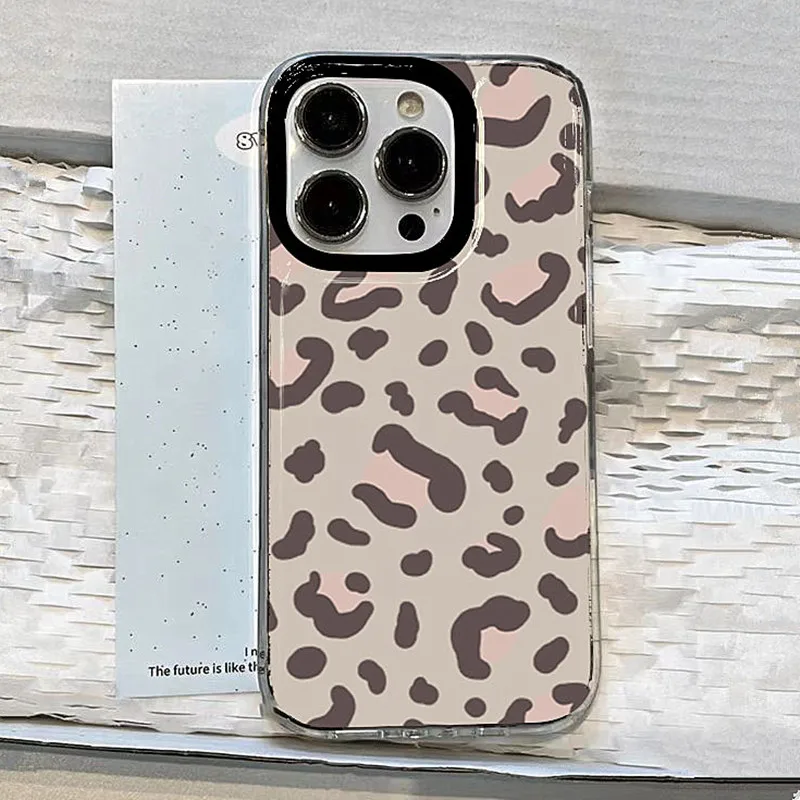 귀여운 나비 리본 레오파드 프린트 TPU 폰 케이스 (아이폰 17, 16, 15, 14 플러스, 프로 맥스, 12, 11, 13, X, XS, XR, 7, 8 플러스, 17 에어용 투명 커버)