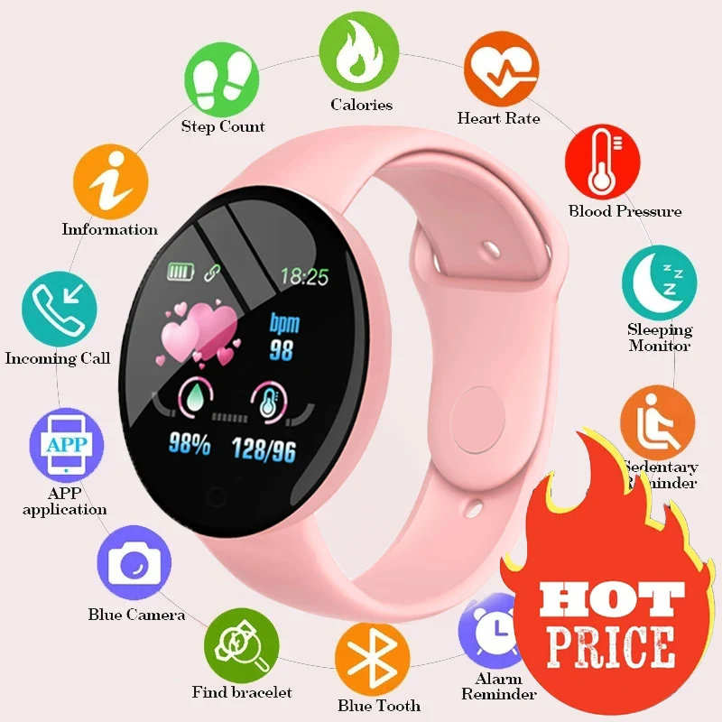 New D18 Smart Watch Women and Men Sport Fitness Smartwatch Waterproof Watches Bluetooth Sleep Heart Rate Monitor For Ios Android