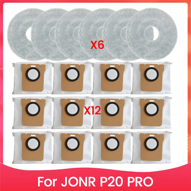 YCOC-For JONR P20 PRO مكنسة كهربائية كيس لجميع الغبار ممسحة القماش كفاءة ستوكات قطع غيار التنظيف أجزاء المكنسة الكهربائية 18 قطعة