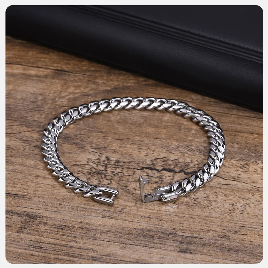 Vnox 6//12mm kubanische Ketten armbänder für Männer Frauen, massiver Edelstahl Bordstein kette Armband Schmuck – Detail 8