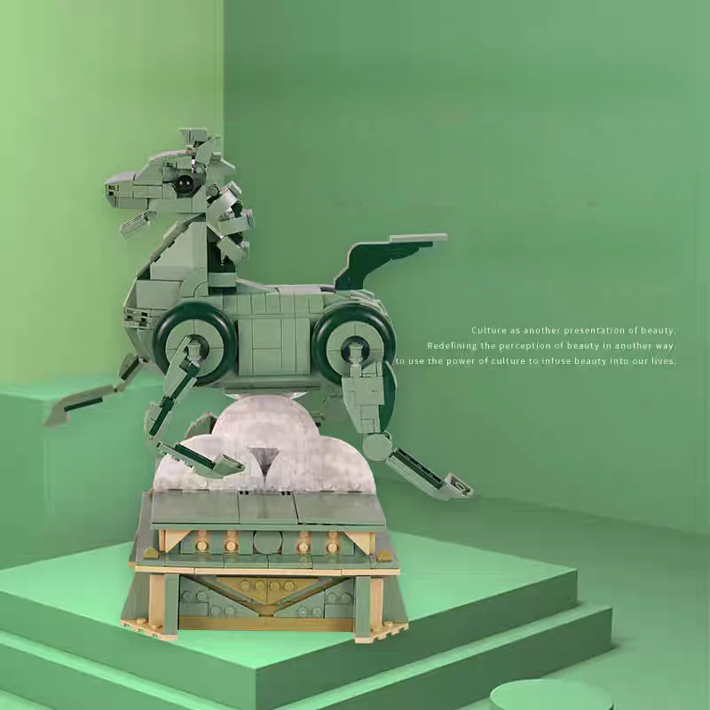 Idea Classic China Bronze Artifacts Building Block Horse Stepping On Flying Swallow Model Brick Model Toys Collection For Gift