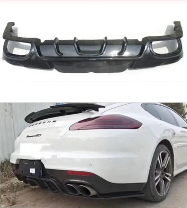 

Real Carbon Fiber Car Rear Bumper Lip Spoiler Diffuser Cover For Porsche Panamera 970.2 2014 2015 2016