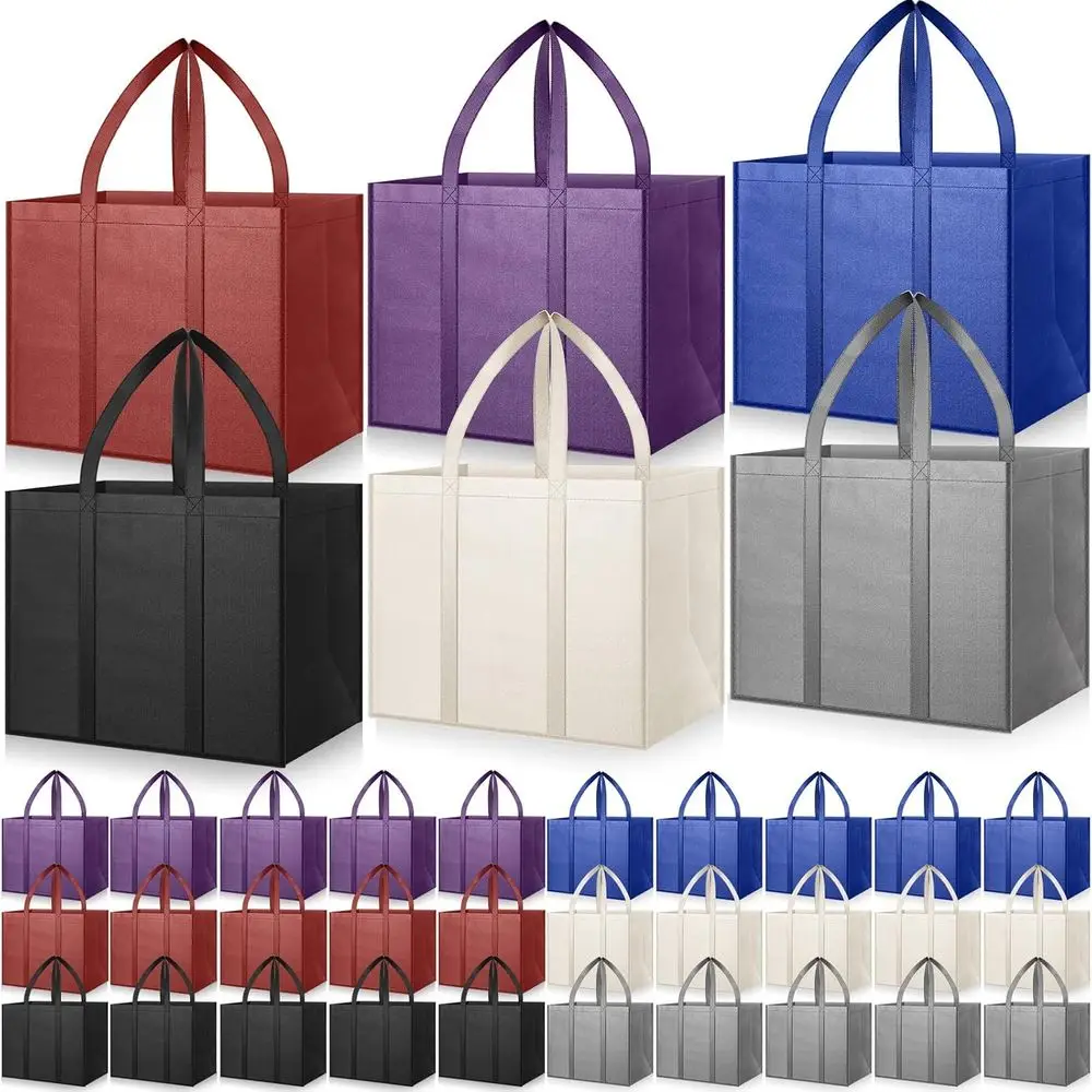 

Массовые сверхпрочные многоразовые сумки для покупок на 30 штук, большие моющиеся складные сумки с ручками