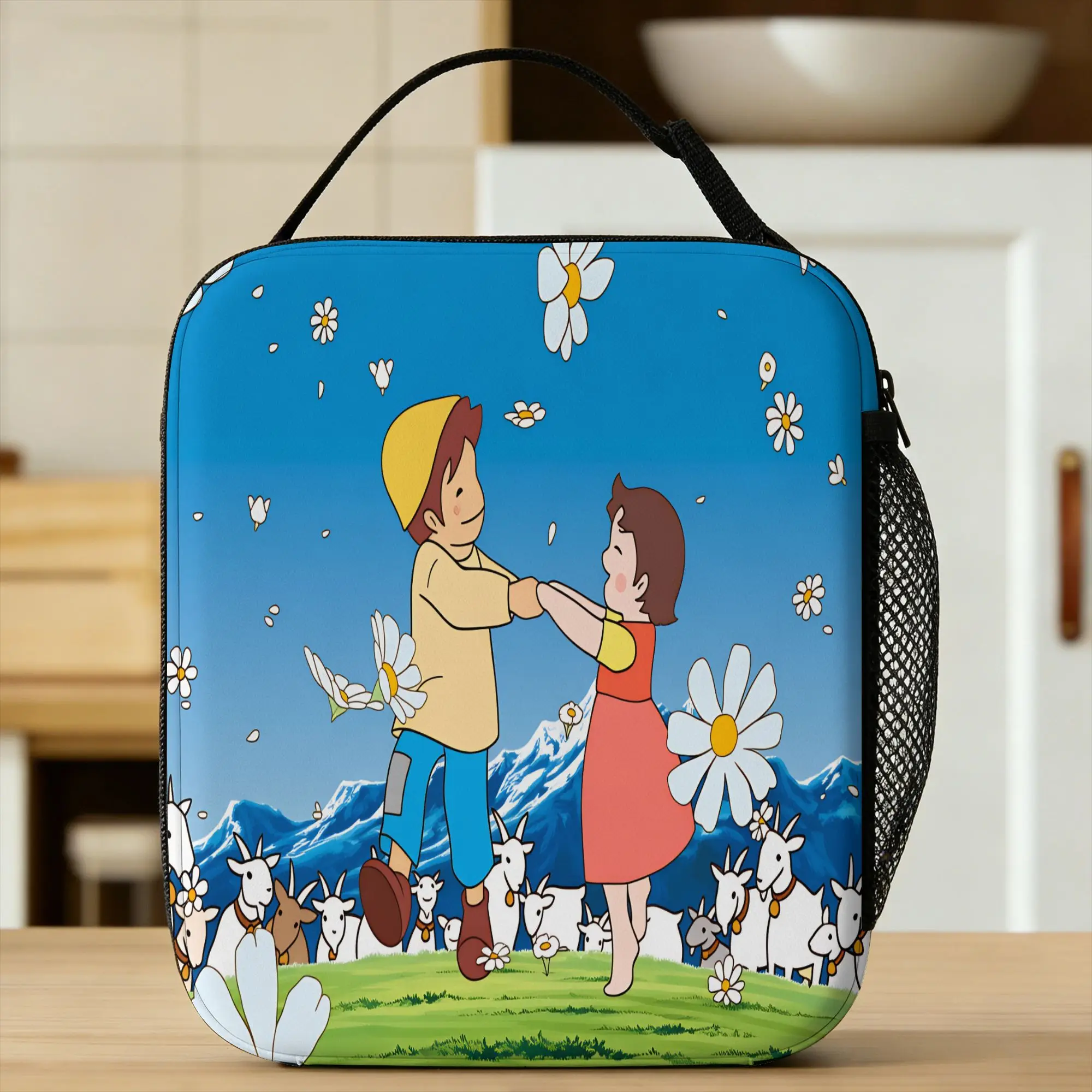 Happy Heidi Lunch Bag  Funny Lunch Box For Women Office Portable Zipper Cooler Bag Oxford Print Thermal Tote Handbags