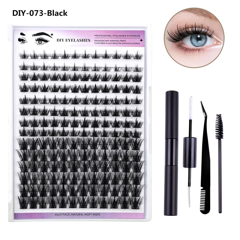 DIY Natural Multi-Layer Segmented Eyelashes D-Curl Multipurpose Lash Extensions Kit - Various Sizes for Professional & Home Use