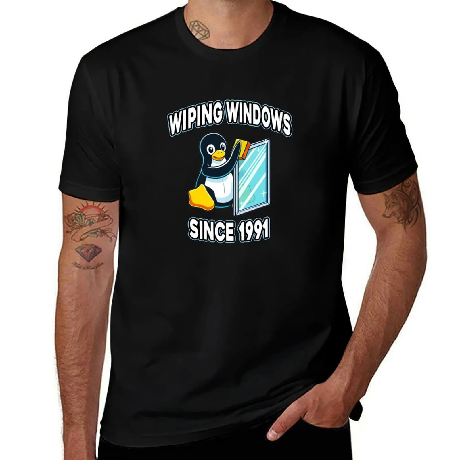 

Tux Wiping Windows - Linux vs Windows Tech Humor Devops Sysadmin Backend Developer T-Shirt t shirts for man cotton funny T-Shirt