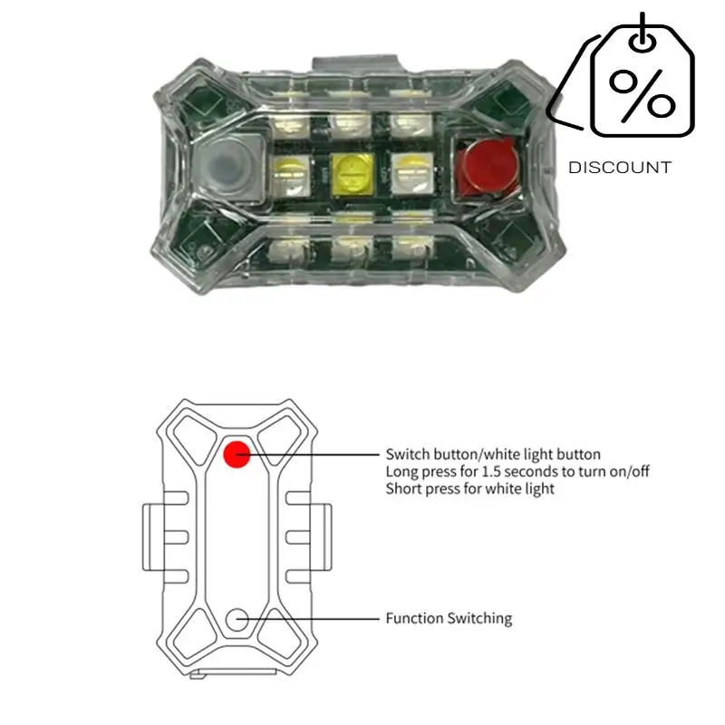ABMF-ワイヤレス充電式 LED ストロボライト リモコン付き防水オートバイバイク車ドローン航空機用