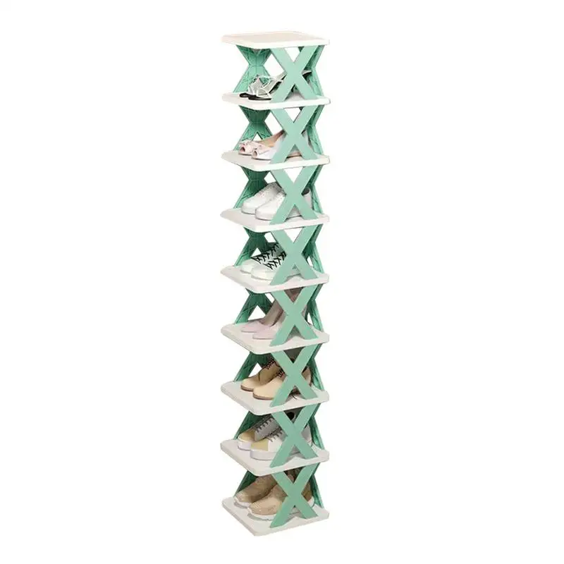 

Tall Narrow Shoe Rack Multi Tier Modern Shoe Rack Space-Saving Vertical Organizer Folding Shelves No Assembly Slipper Organizer
