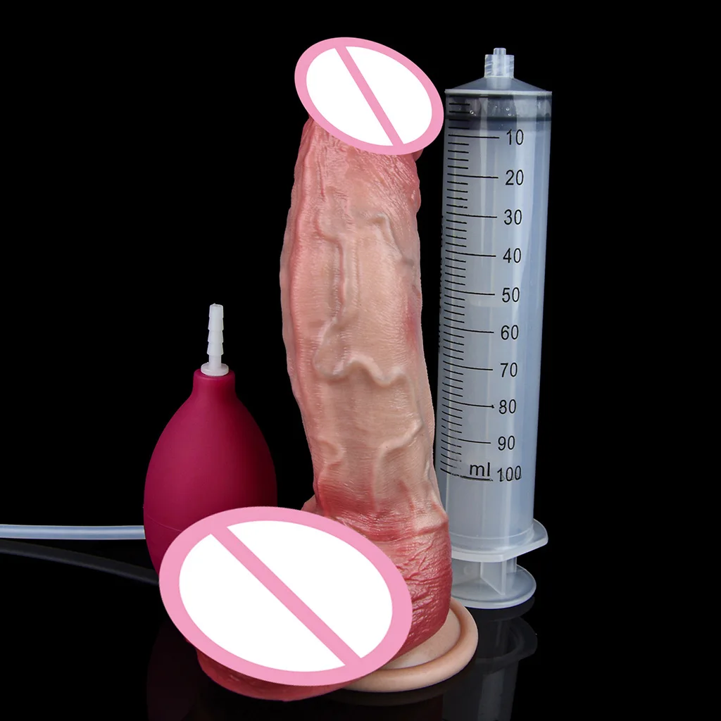 FAAK Silicone Large Realistic Ejaculating Dildo with Sucker Long Thick  Squirting Penis Sex Toys For Men Women Masturbate