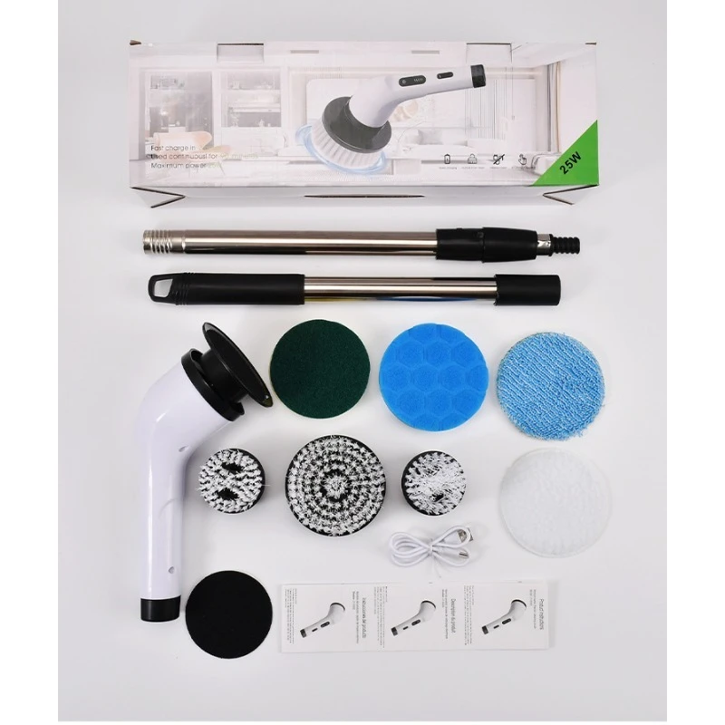 Multifunctional electric cleaning brush 9-in-1 bathroom glass length adjustable dual-purpose brush household cleaning artifact