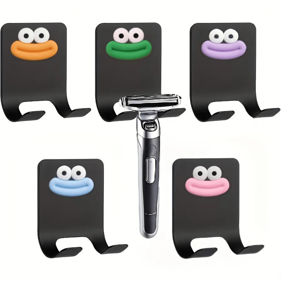 Creative sausage-shaped shaving razor holder - wall-mounted without nails - bathroom storage