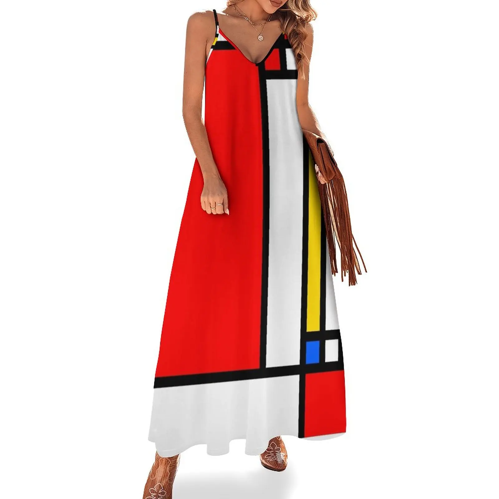 

Mondrian Abstraction I Sleeveless Long Dress summer dress woman 2025 trendy beach dresses Dress