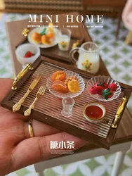 1/6 1/12 Doll House Model Furniture Accessories Black Walnut Wood Glass Tray Bjd Ob11 Gsc Blyth Soldier Lol Dollhouse Miniatures