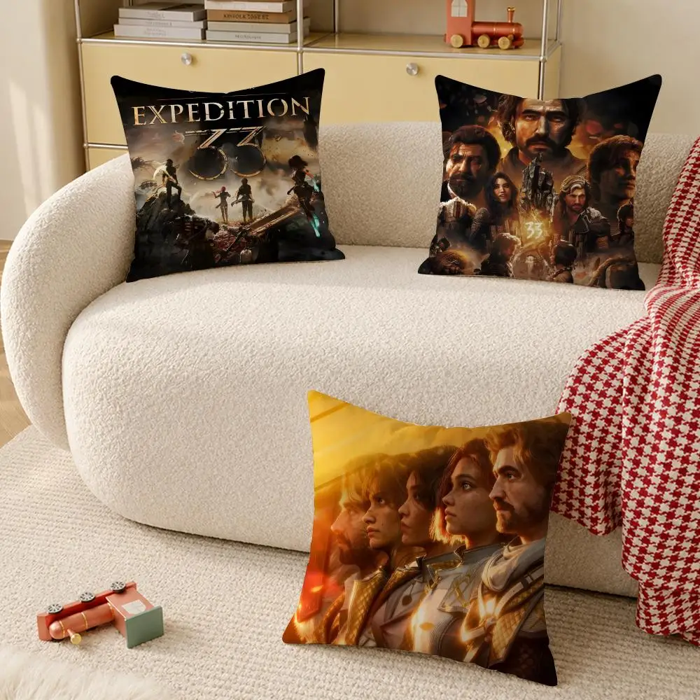 Game C-Clair Obscur Expedition 33 Cushion Cover Wrinkle-Resistant Short Plush Cushion Covers Breathable Machine-Washable