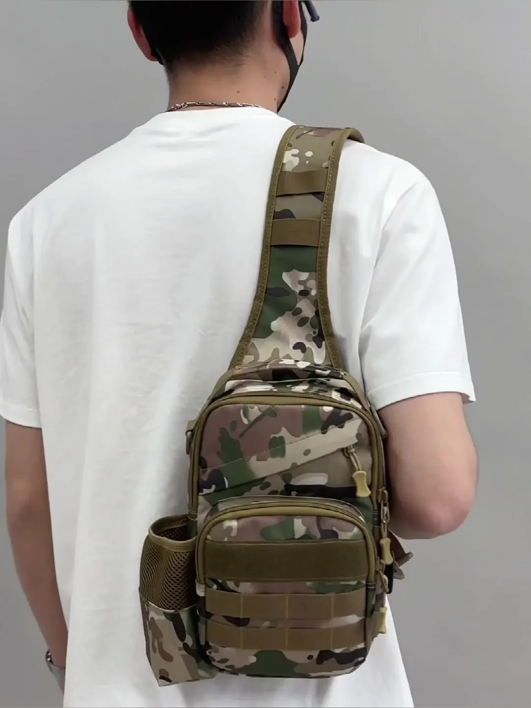 Military Tactical Chest Bag Large Capacity Anti-tear Nylon Shoulder Bag for Men Outdoor Hiking Commuting MOLLE System