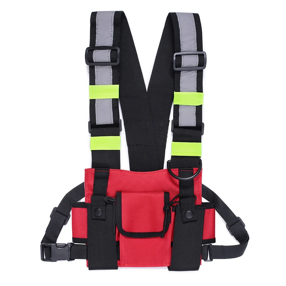 Walkie Talkie Double Chest Bag Radio Reflective Chest Harness Holder Bag Vest Rig Walkie Talkies Front Pack Pouch Case D