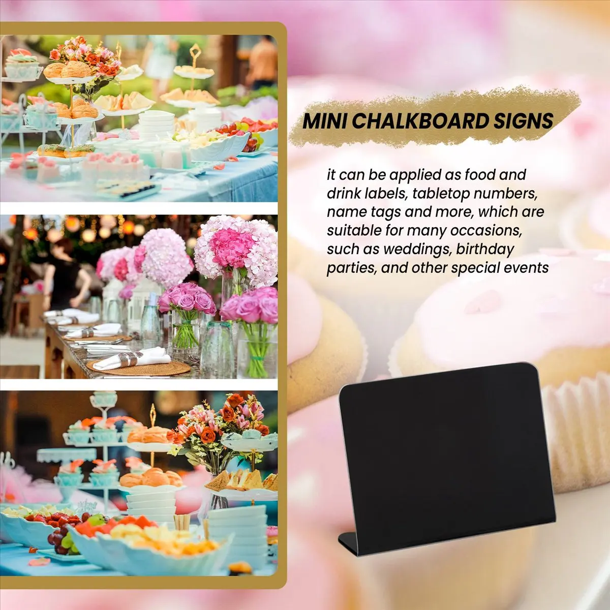 lillili 20Pcs 4 x 3 Inches Mini Chalkboard Table Tent Sign Chalkboard Buffet Tags Food Label for Party Tabletop Chalkboard Signs
