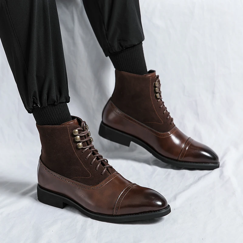 Botas de cuero estilo Westen para hombre, botines clásicos de estilo americano, Retro, Chelsea, negocios