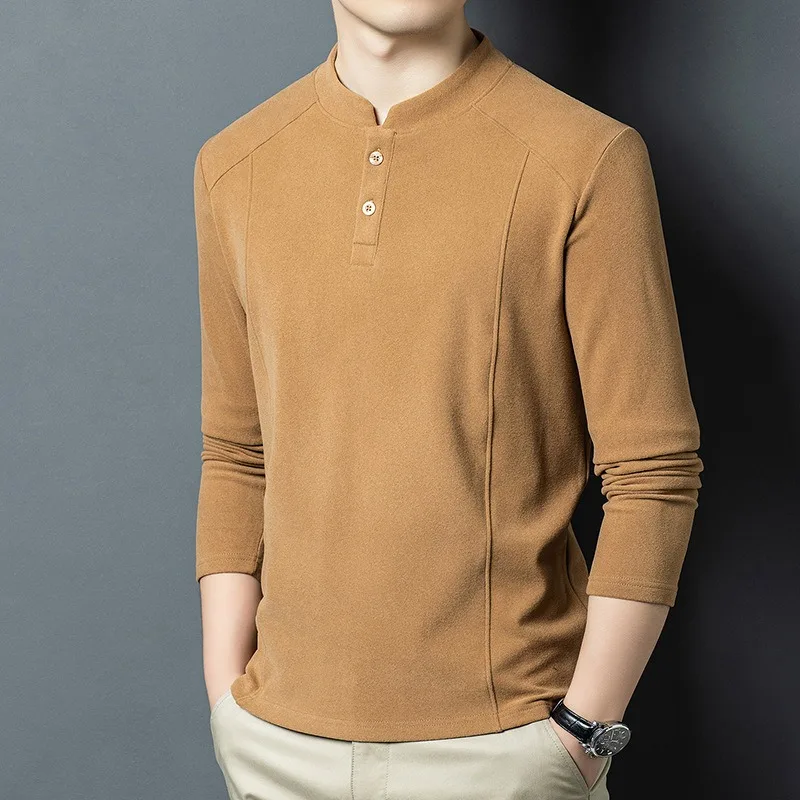 

Men's New Velvet T-Shirts Double-sided Thermal Fleece Pullovers Sweatshirts Warm Winter Premium Man's Casual Long Sleeve Clothes