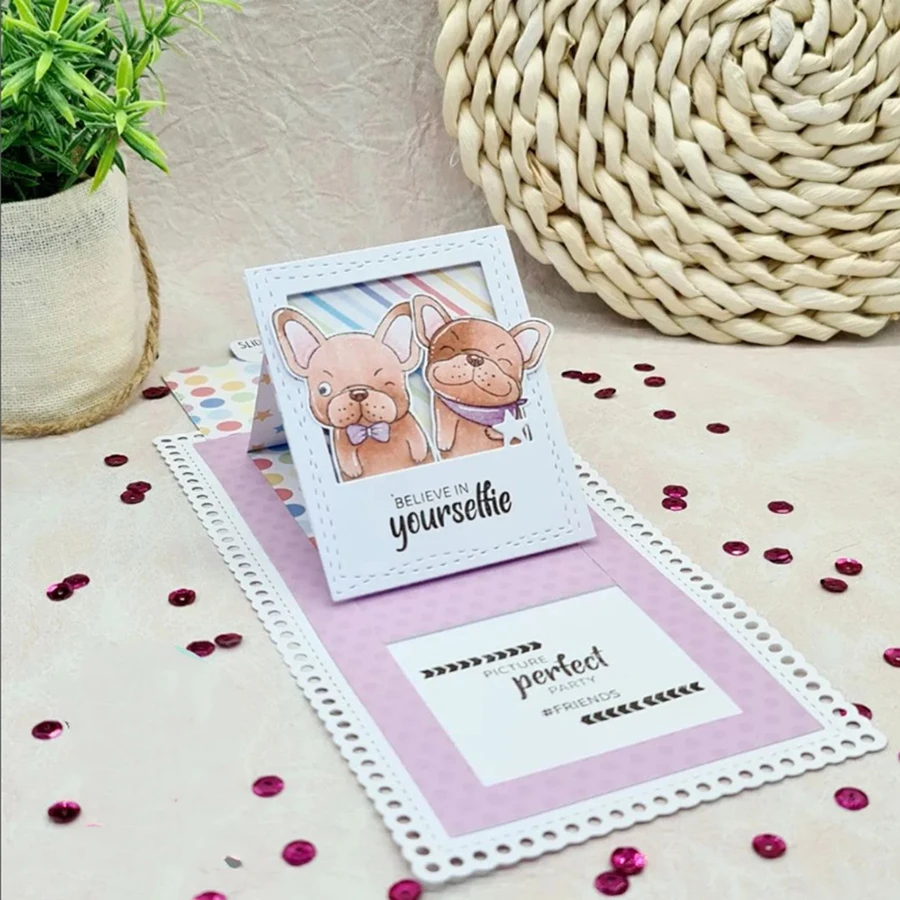 2024 New Arrival prostokątne tło wyciągany nóż do papieru formy wykrojniki do metalu dla DIY Scrapbooking tworzenie kartek szablony