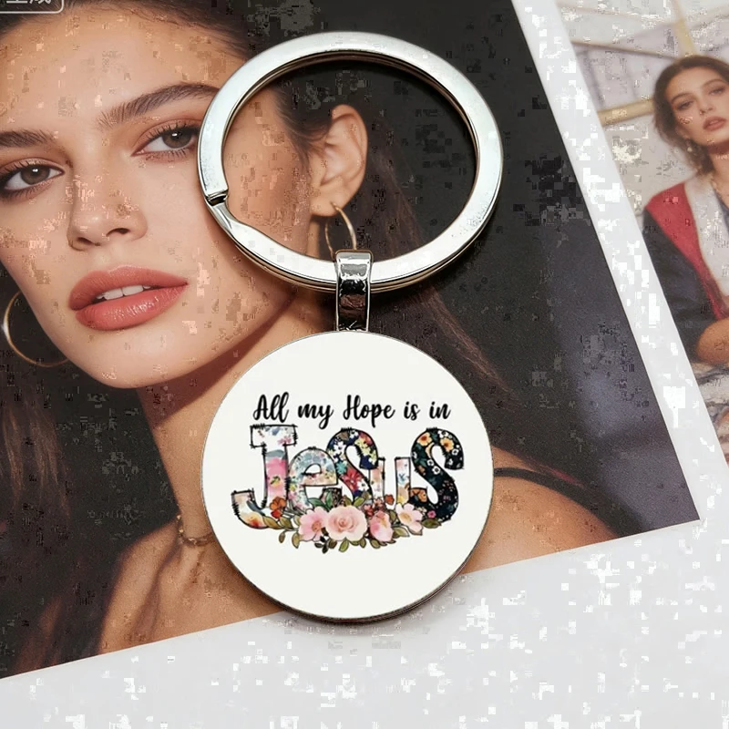 Hot selling flower letter element pattern alloy keychain neutral universal pendant