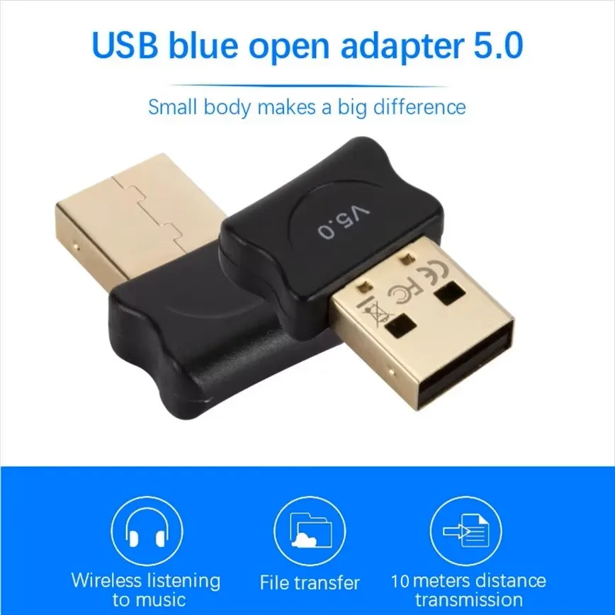 Adattatore Bluetooth USB 5.0 Dongle Bluetooth Trasmettitore audio Bluetooth wireless Ricevitore per PC Computer portatile Windows 10/8/7