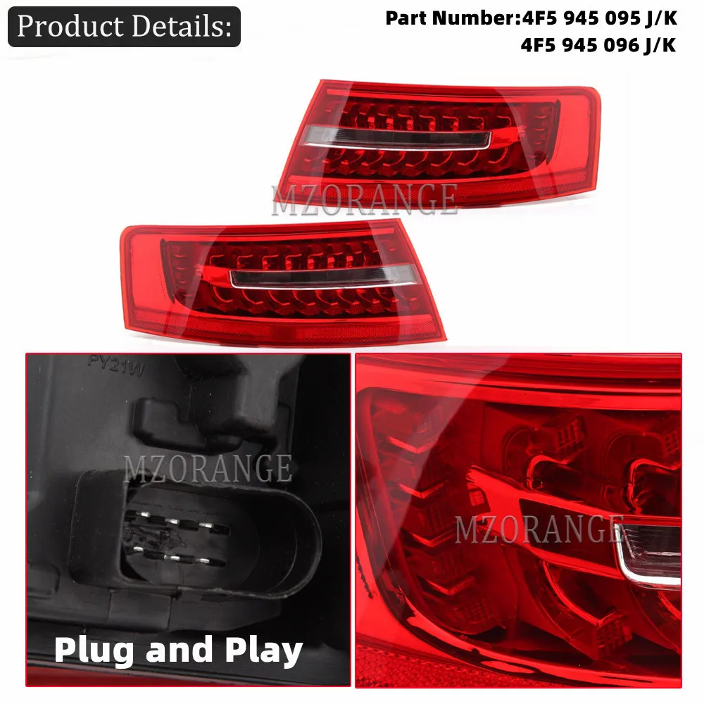 مصباح ليد خلفي لأودي A6 C6 S6 كواترو RS6 صالون سيدان 2009 2010 2011 أضواء خلفية مع توقف مصباح مكبح بدوره مصباح إشارة #3