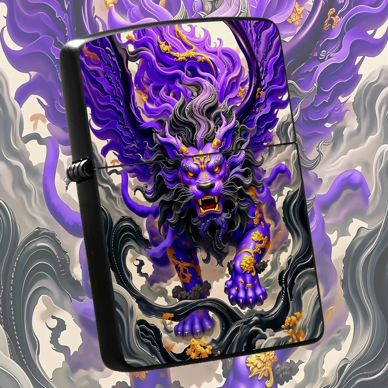 Mythical Purple Auspiciousprint Lighter, Exquisite Cloud Pattern Decorative Portable Igniter, Stylish Creative Daily Use Accessory, Ideal Gift For Outdoor Gathering Party Festival Present For Friends A Humorous And Interesting Lighter