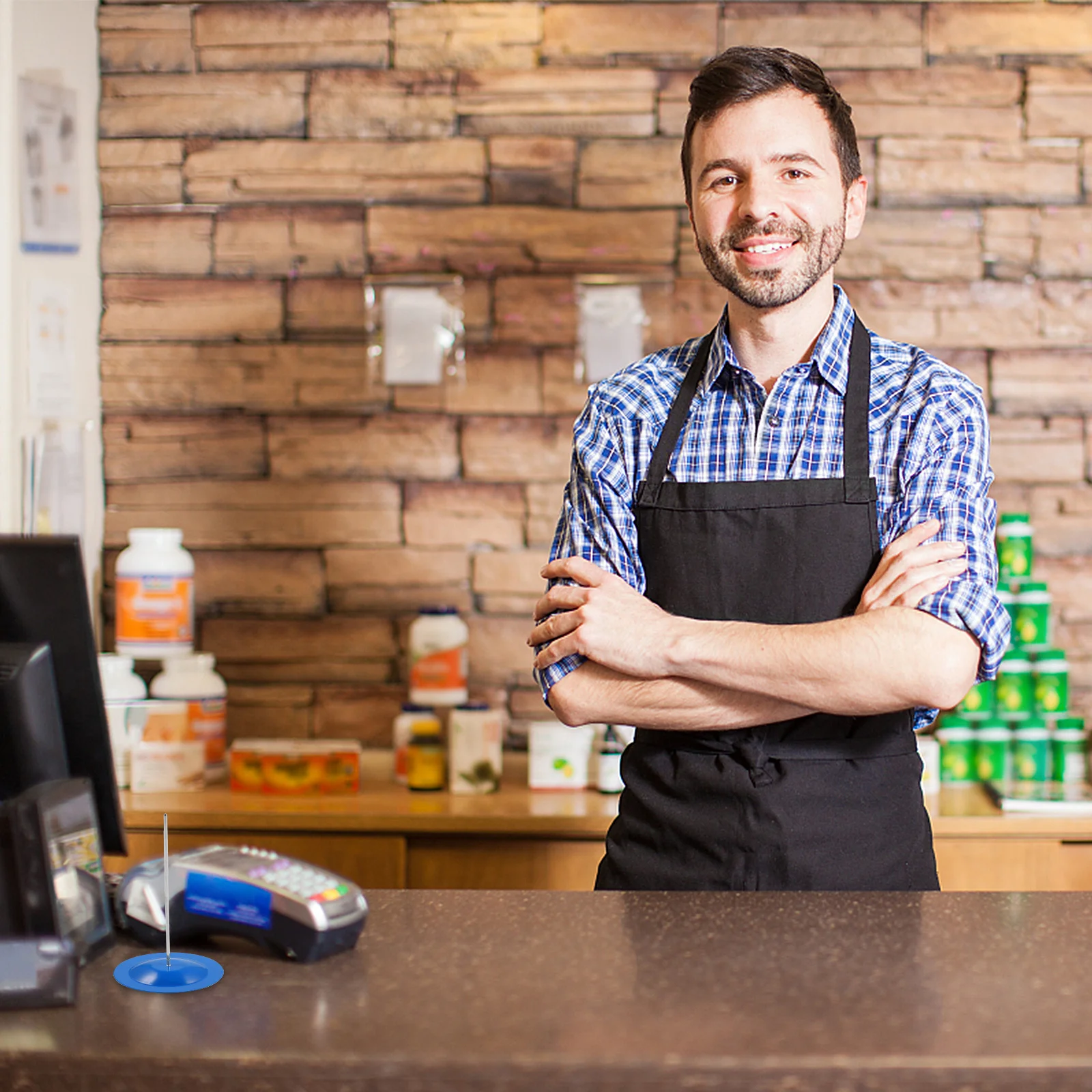 4 قطعة حامل فاتورة سبايك من الفولاذ المقاوم للصدأ قاعدة ثقيلة ورقة مذكرة استلام الوقوف لاستخدام مكتب المطبخ المطعم #4