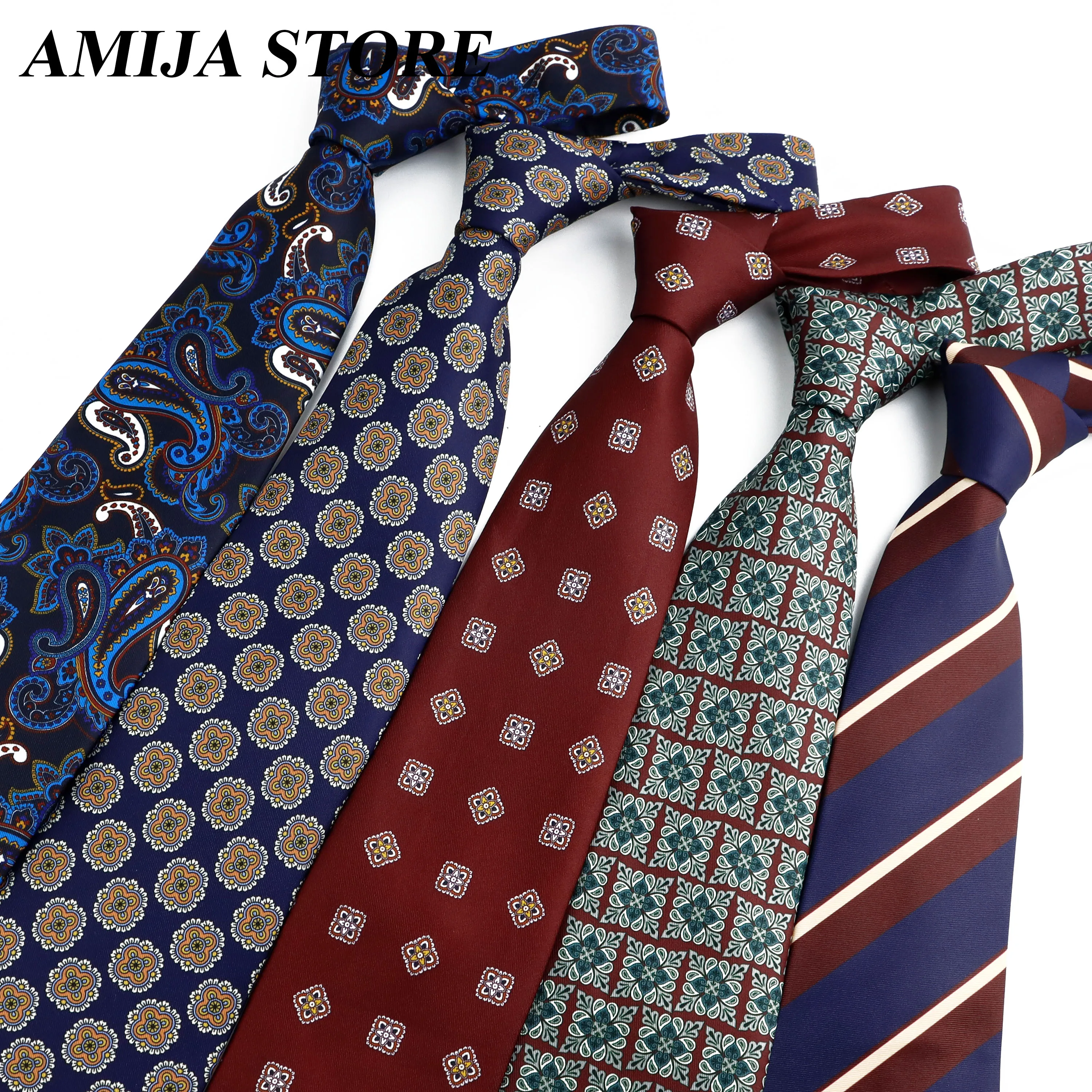 24 Designs Men's Tie Geometric Paisley Print Ties Polyester Silk Stripe Pattern Business 9cm Necktie For Wedding Office Gifts