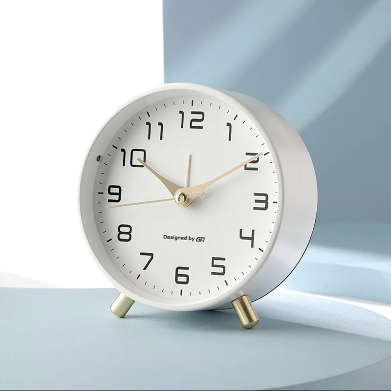 Nordic Light Luxury Quiet Alarm Clock Students Use A Simple Clock with A Frosted Metal Table Clock Alarm Clock