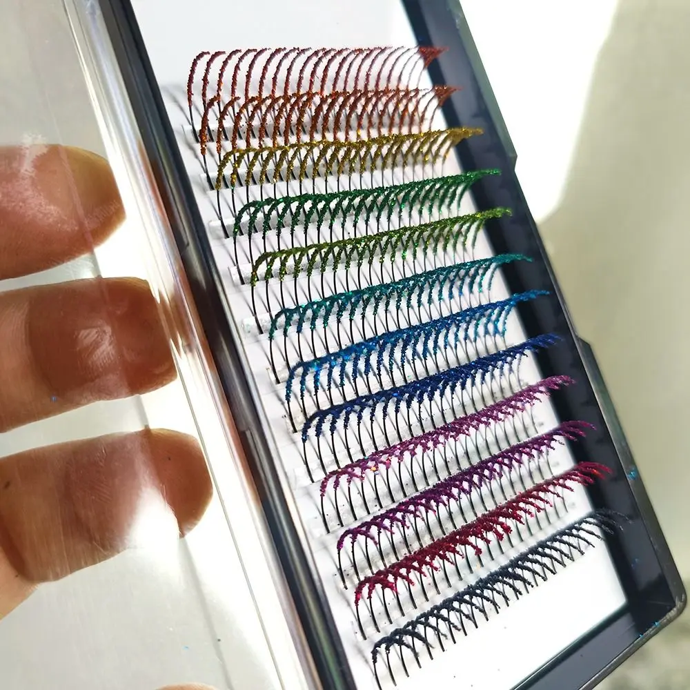 Estensione Strumenti per il trucco Ciglia finte Ciglia cosplay Ciglia colorate glitter Ciglia individuali a grappolo Ciglia finte colorate
