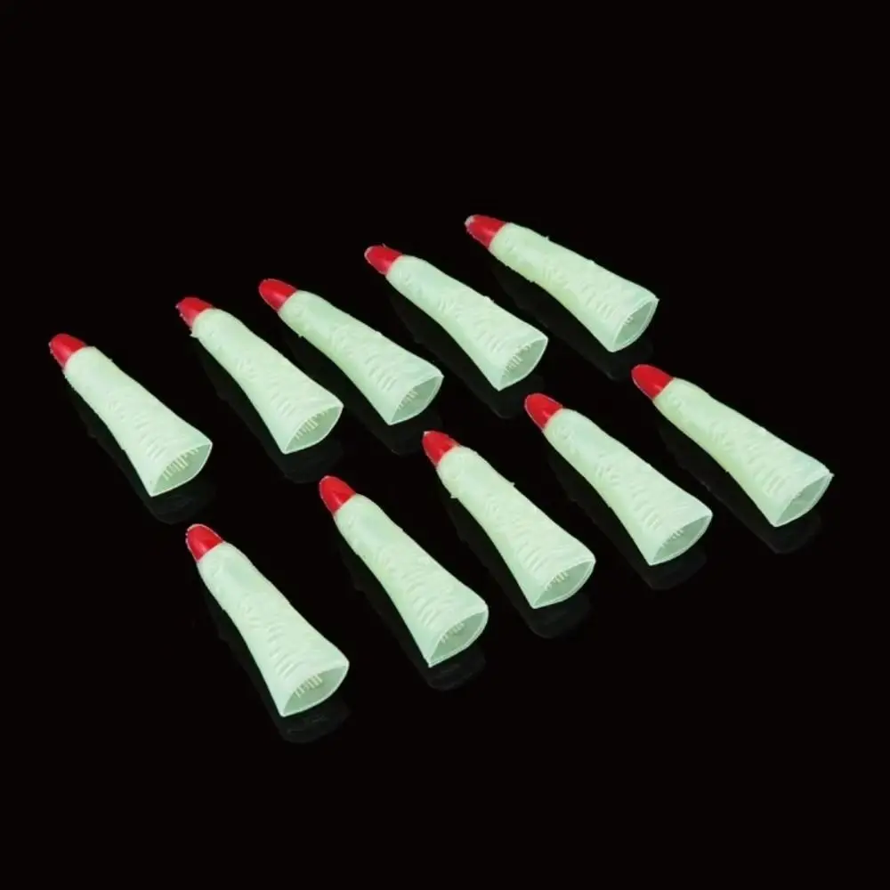 10Pcs/Set Luminous False Nail Covers Plastic Long Shape Glowing Nail Covers Red Black Scary Witch Nails Masquerade Ball