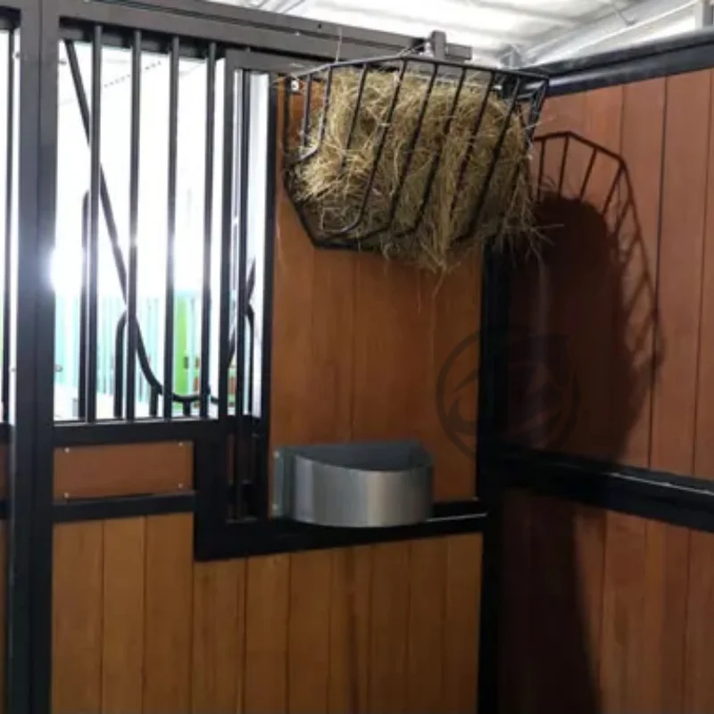Horse Stable 180° Swivel Hay Rack Horse Stall Accessories Wall Mounted Easy Assembly Horse Grain Hay Storage Rack