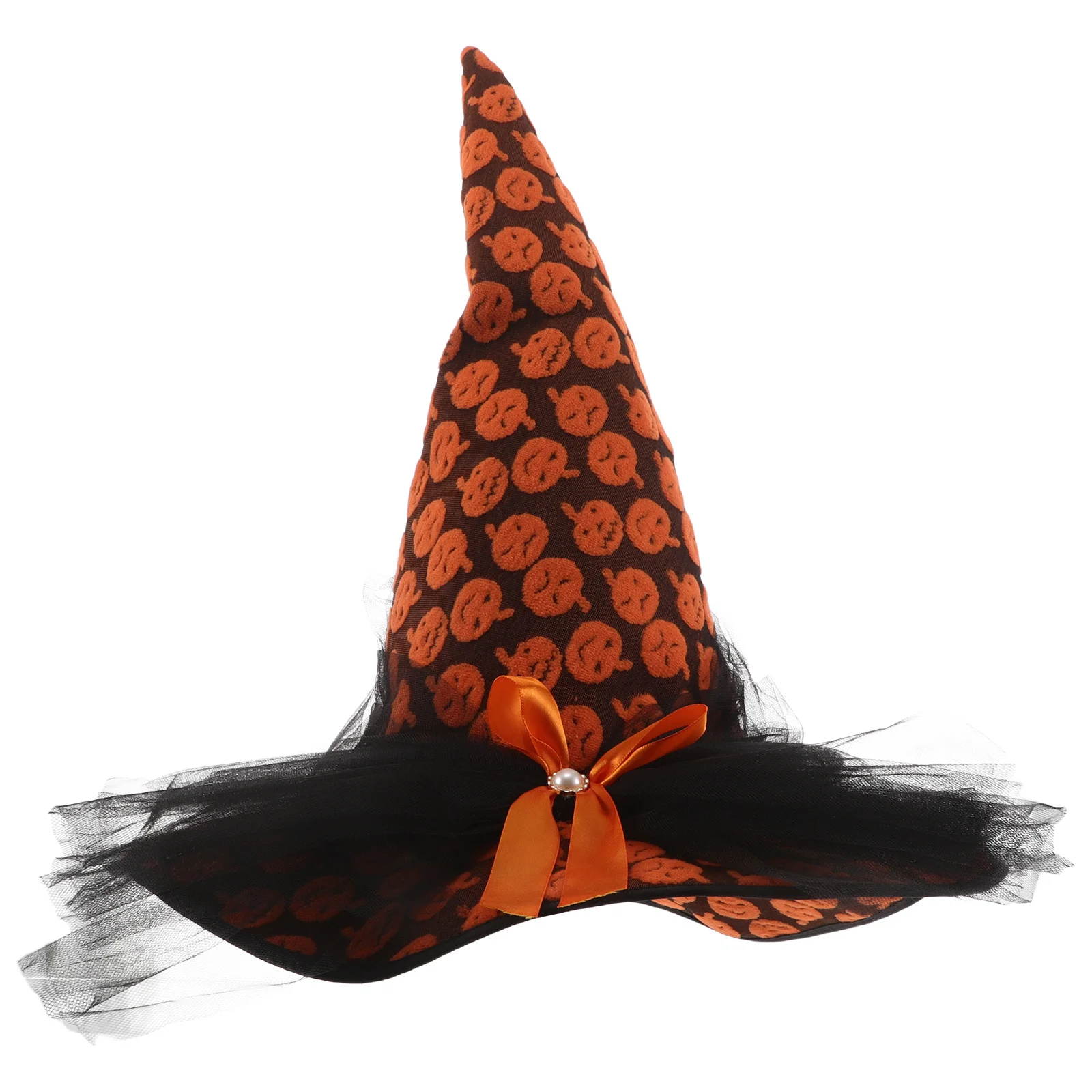 

Halloween Witch Hat Spiderweb Mesh Pumpkin Costume Headwear For Adults Cosplay Party Decor Accessory