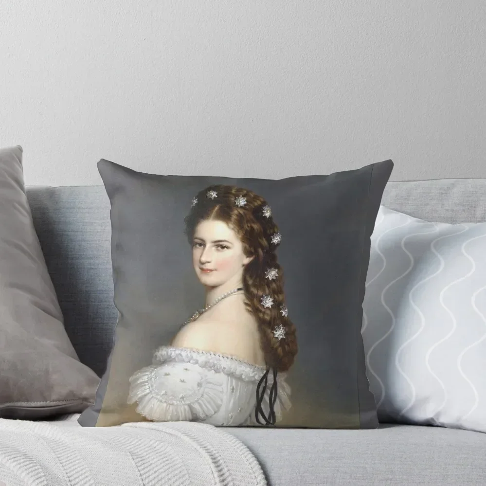 Portrait Of Empress Elisabeth of Austria -The Bavarian Rose—Empress Sissi.Ceremonial Portraits,Drama,by Franz Xaver Throw Pillow