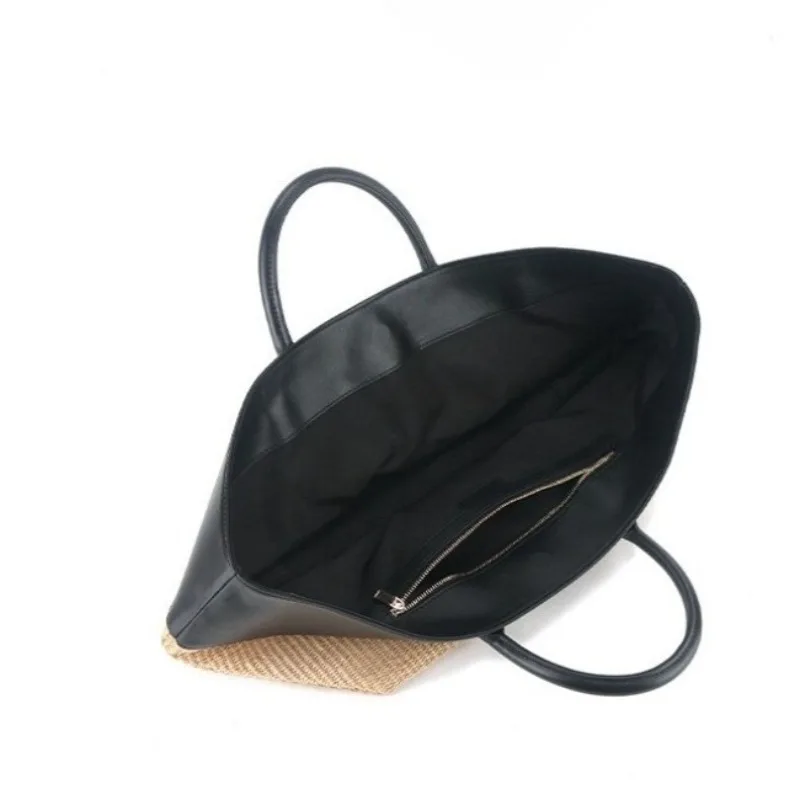 حقائب اليد الفاخرة للنساء 2025 جودة عالية سعة كبيرة حقيبة القش الصيف عطلة عادية صدام اللون خليط حقيبة شاطئية #4