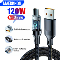 PD 120W Super Fast Charging Cable Real-time Digital Display USB A To Type C Data Line Cord for Xiaomi Samsung Huawei 1M 1.5M 2M