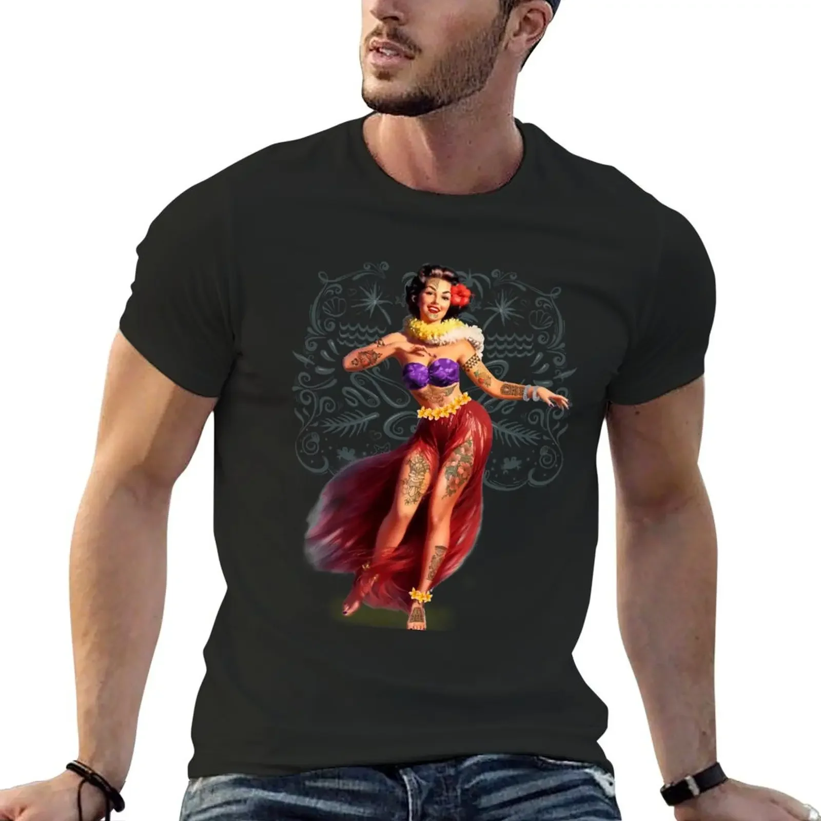 

Metro&medio Designs - Tattoed hula dancer Pin-up T-Shirt customs design your own anime figures outfits for men