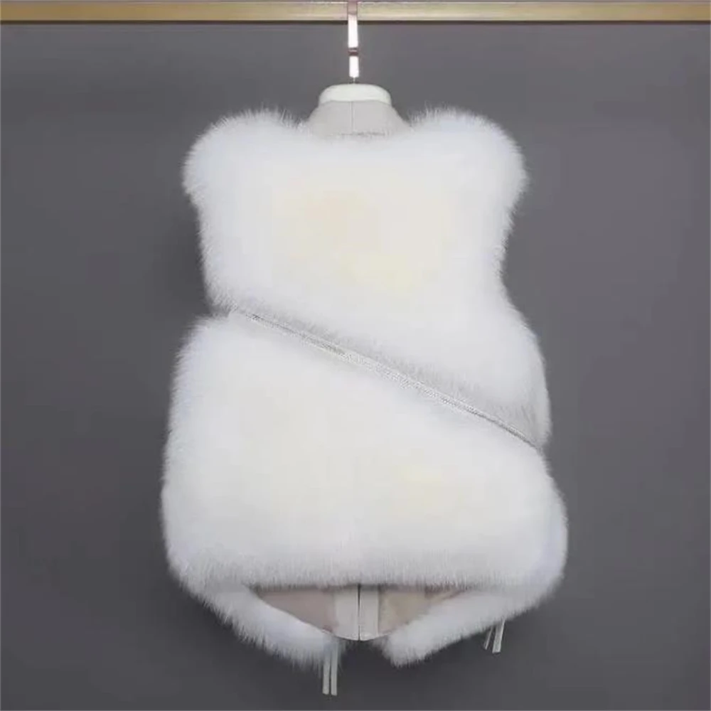 Women\'s Imitation Mink Vest Female Waistcoat Jacket Warm Sleeveless Outerwear Short Stitched Sheepskin Gilet Winter New